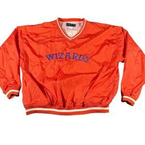 Vintage Tonix‎ Wizards Randell 44 Windbreaker Pullover Orange Mens Nylon V-Neck